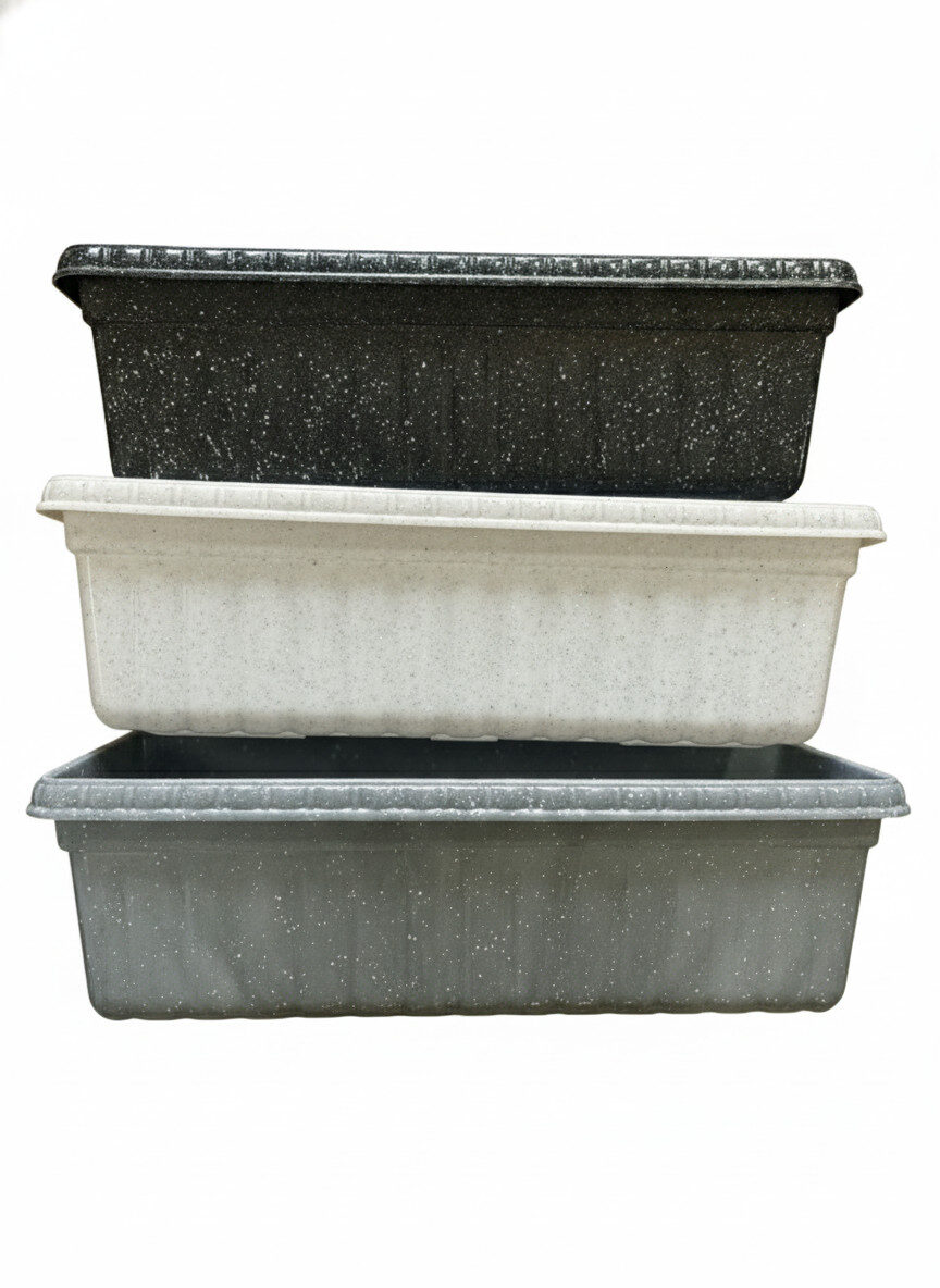1759920039136 Rectangular Flower Pot | Home & Balcony,Garden | Long-lasting and Durable | Stone Edition | - Image 1